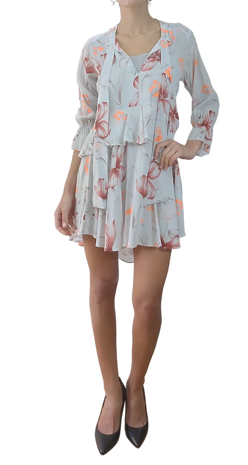 TOPSHOP Vestido Gris Floreado