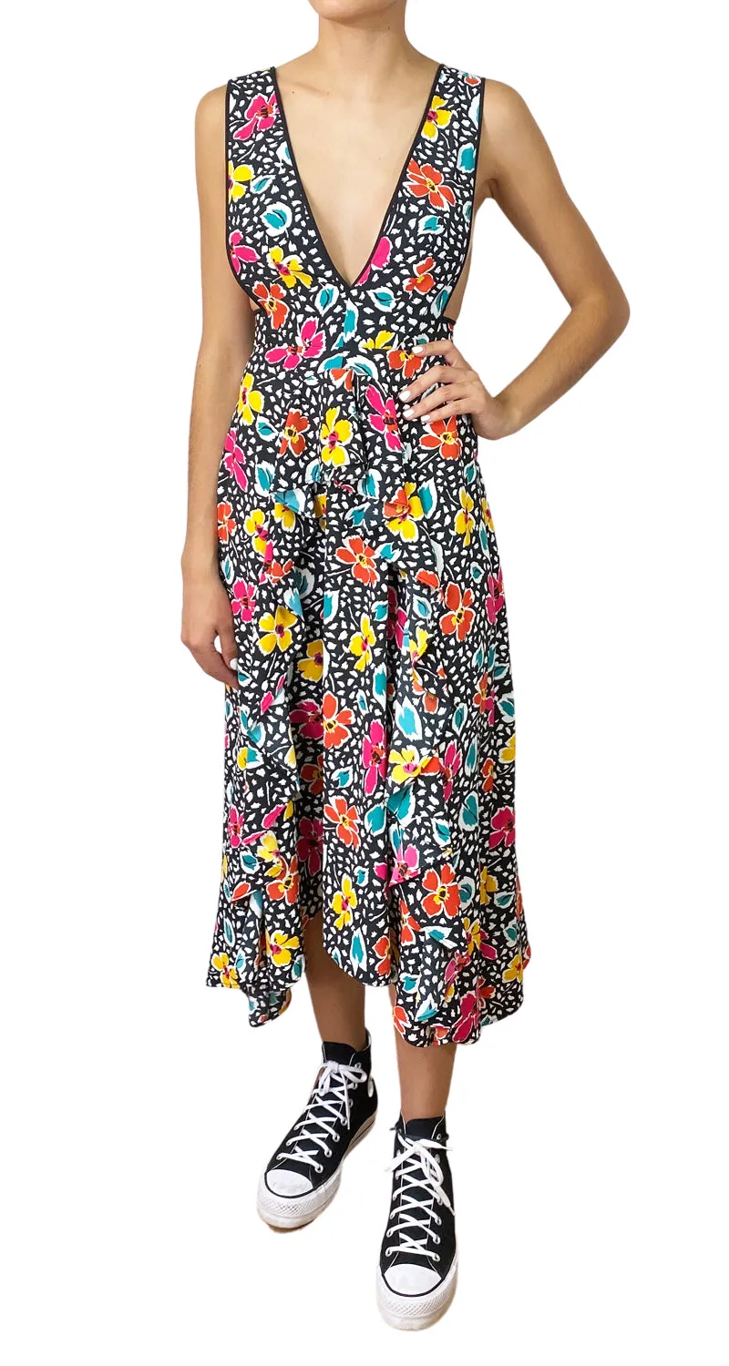 TOPSHOP Vestido Negro Flores