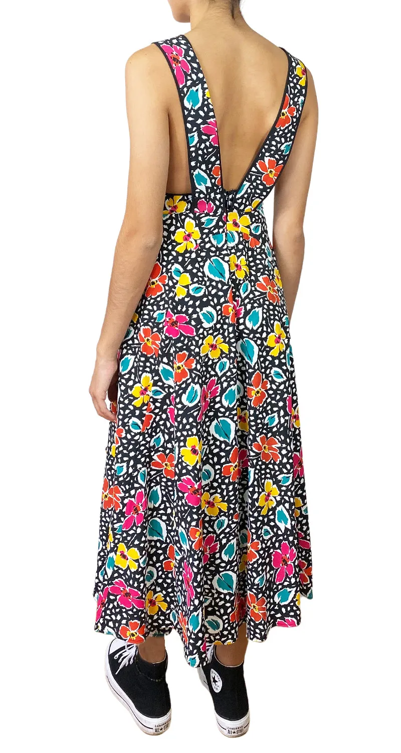 TOPSHOP Vestido Negro Flores