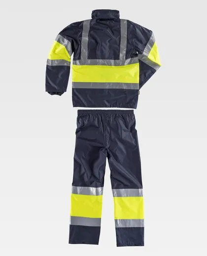 Traje de agua bicolor con cintas reflectantes Marino / Amarillo