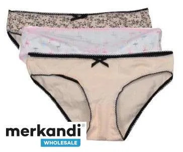 Turquía ofrece calzoncillos de mujer de alta calidad en paquete de 3 con colores mezclados para la venta al por mayor, muy de mo