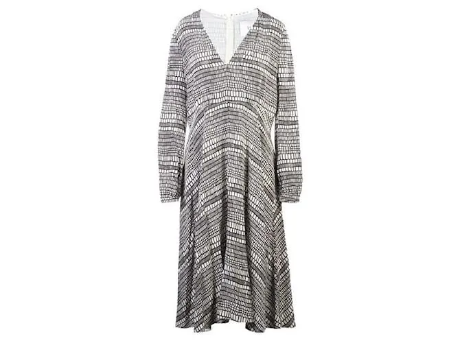 VALENTINO Vestido de seda con escote en V profundo Negro 