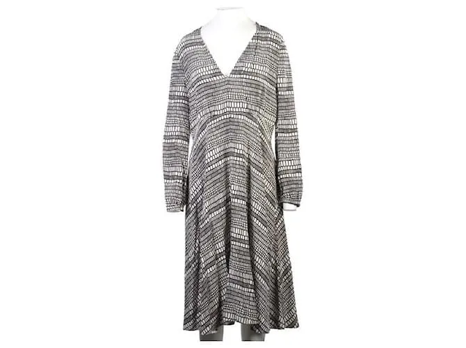 VALENTINO Vestido de seda con escote en V profundo Negro 