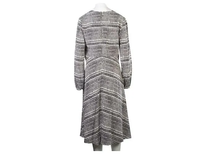 VALENTINO Vestido de seda con escote en V profundo Negro 