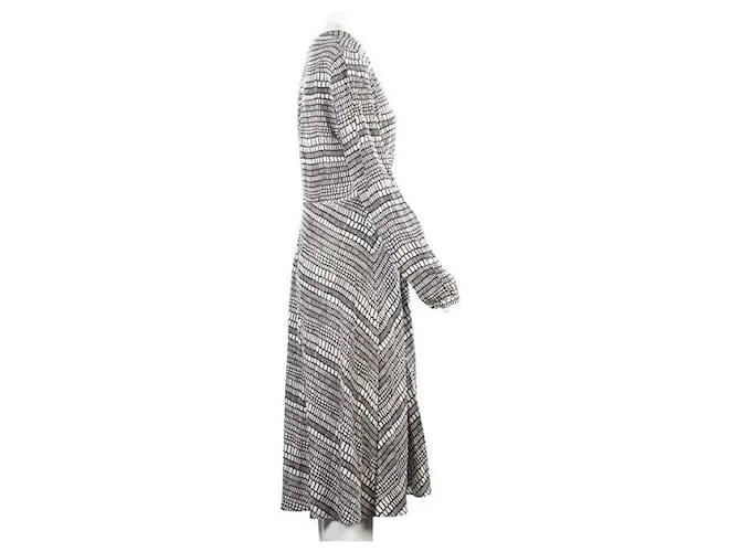 VALENTINO Vestido de seda con escote en V profundo Negro 