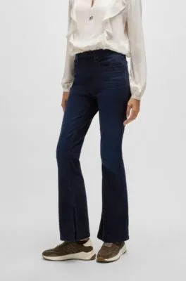 Vaqueros acampanados slim fit en tejido vaquero elástico azul