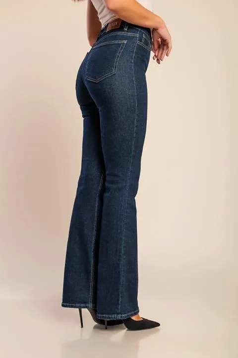 Vaqueros con pernera acampanada, azul oscuro