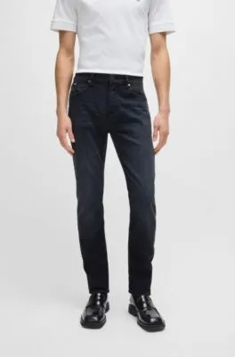 Vaqueros Delaware slim fit de denim italiano negro supersuave