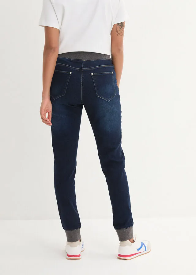 Vaqueros elásticos estilo boyfriend con cintura cómoda Vaquero oscuro