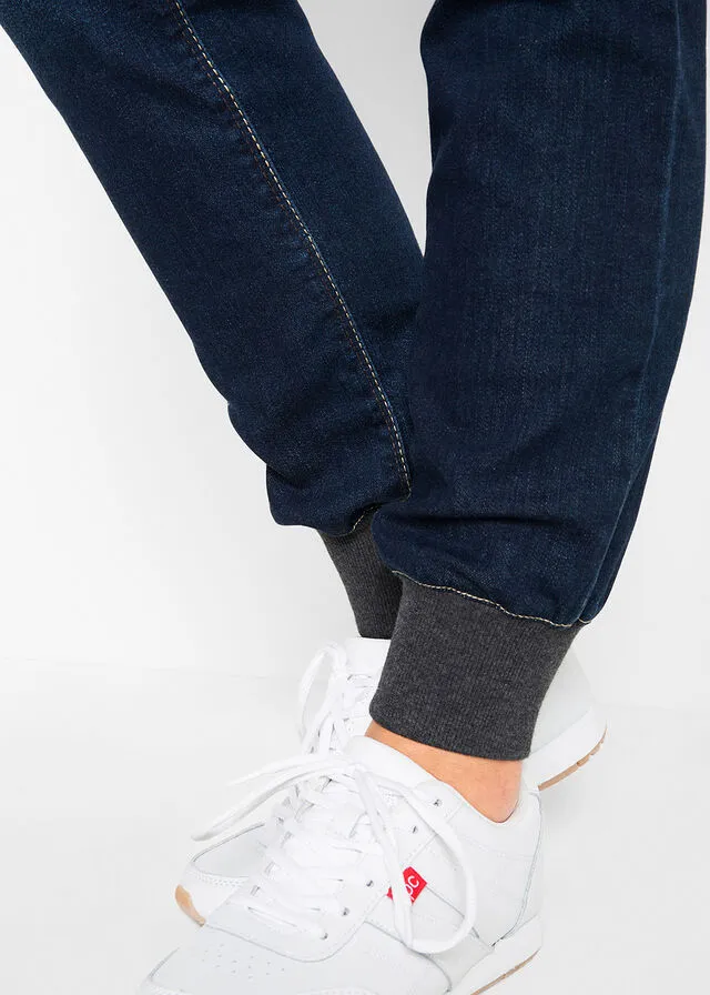 Vaqueros elásticos estilo boyfriend con cintura cómoda Vaquero oscuro