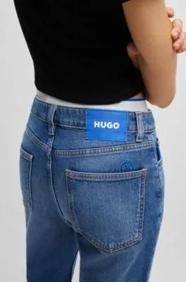 Vaqueros estilo mom de denim elástico azul medio