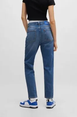 Vaqueros estilo mom de denim elástico azul medio