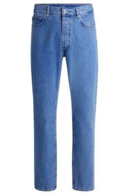 Vaqueros regular fit en denim azul lavado a la piedra