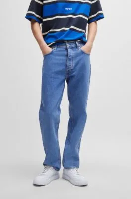 Vaqueros regular fit en denim azul lavado a la piedra