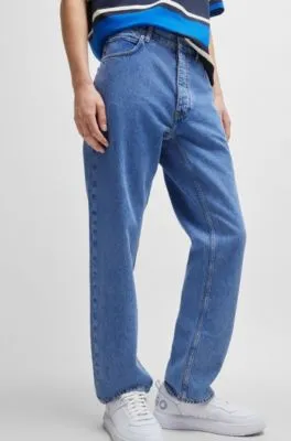 Vaqueros regular fit en denim azul lavado a la piedra