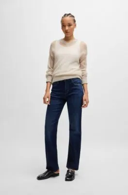 Vaqueros straight fit en denim elástico azul
