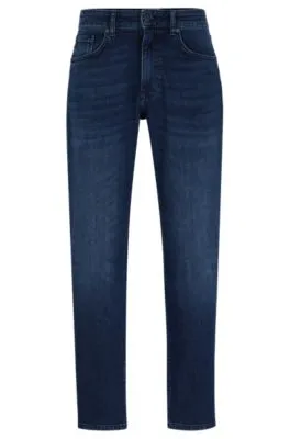 Vaqueros tapered fit en cómodo tejido denim elástico azul puro