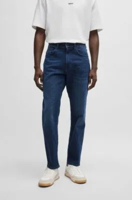 Vaqueros tapered fit en cómodo tejido denim elástico azul puro