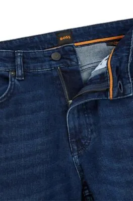 Vaqueros tapered fit en cómodo tejido denim elástico azul puro