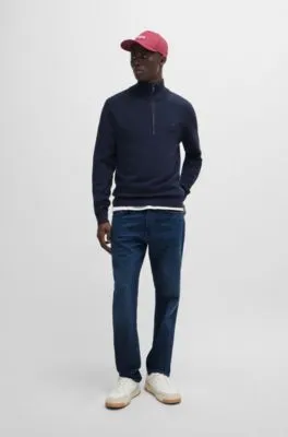 Vaqueros tapered fit en cómodo tejido denim elástico azul puro