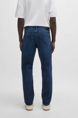 Vaqueros tapered fit en cómodo tejido denim elástico azul puro