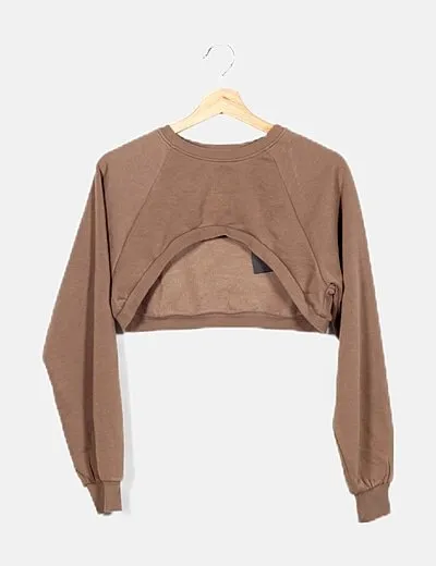 Vero Moda Sudadera marrón crop