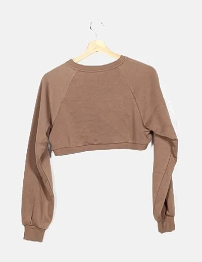 Vero Moda Sudadera marrón crop