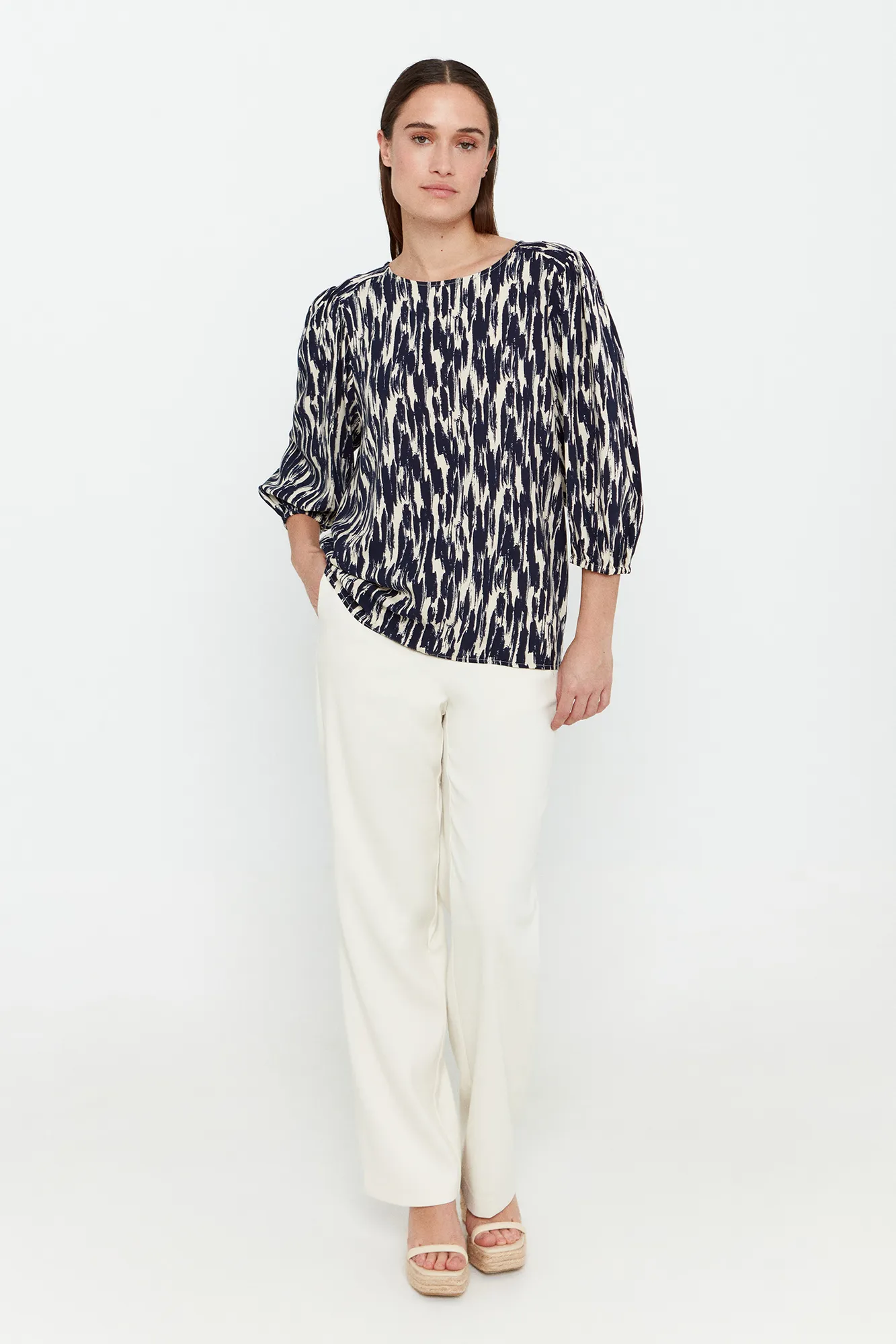 Vero Moda Top de manga 3/4 y cuello redondo