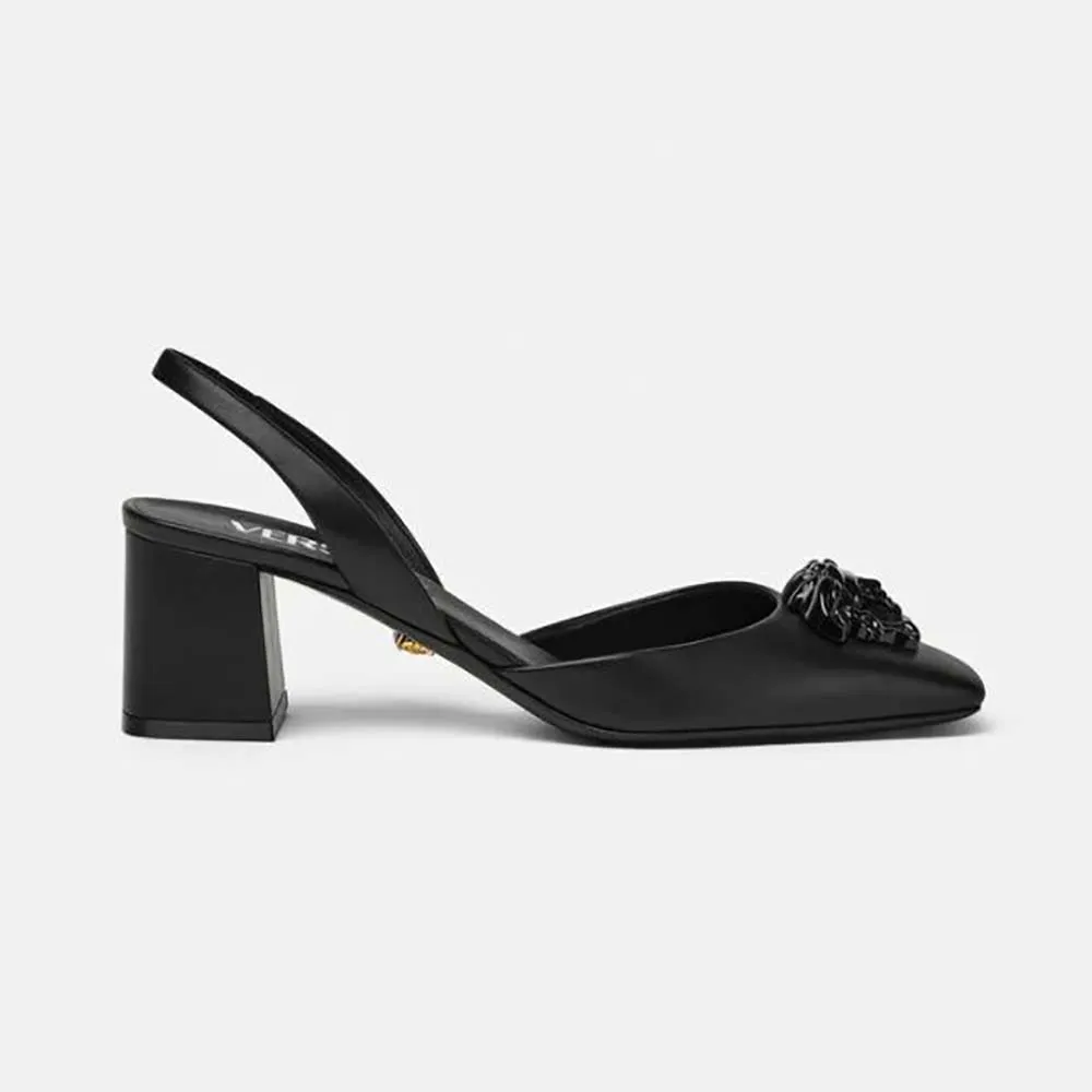 VERSACE MUJER ZAPATOS DE TACóN CON TIRA TRASERA DE PIEL LA MEDUSANEGRO