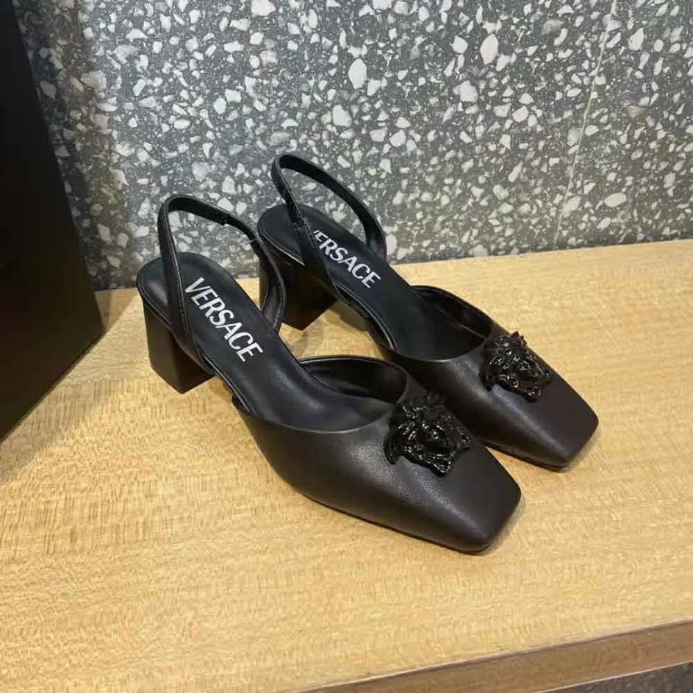 VERSACE MUJER ZAPATOS DE TACóN CON TIRA TRASERA DE PIEL LA MEDUSANEGRO