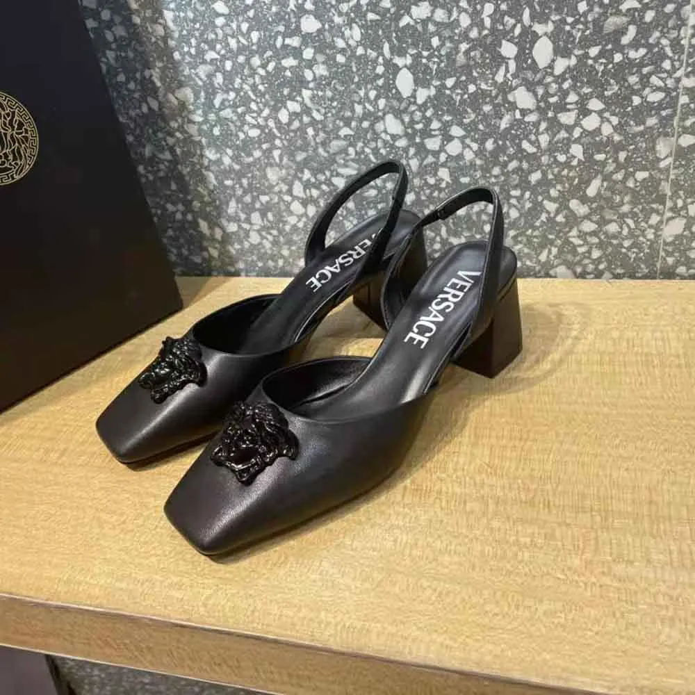 VERSACE MUJER ZAPATOS DE TACóN CON TIRA TRASERA DE PIEL LA MEDUSANEGRO