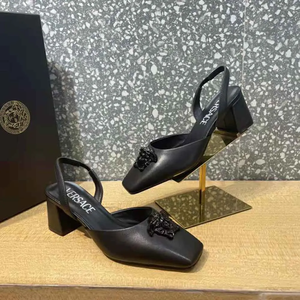 VERSACE MUJER ZAPATOS DE TACóN CON TIRA TRASERA DE PIEL LA MEDUSANEGRO