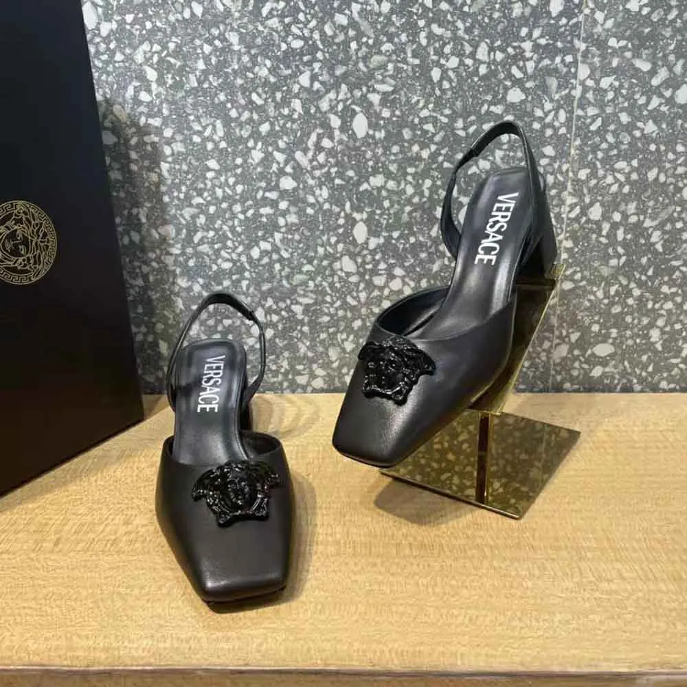 VERSACE MUJER ZAPATOS DE TACóN CON TIRA TRASERA DE PIEL LA MEDUSANEGRO