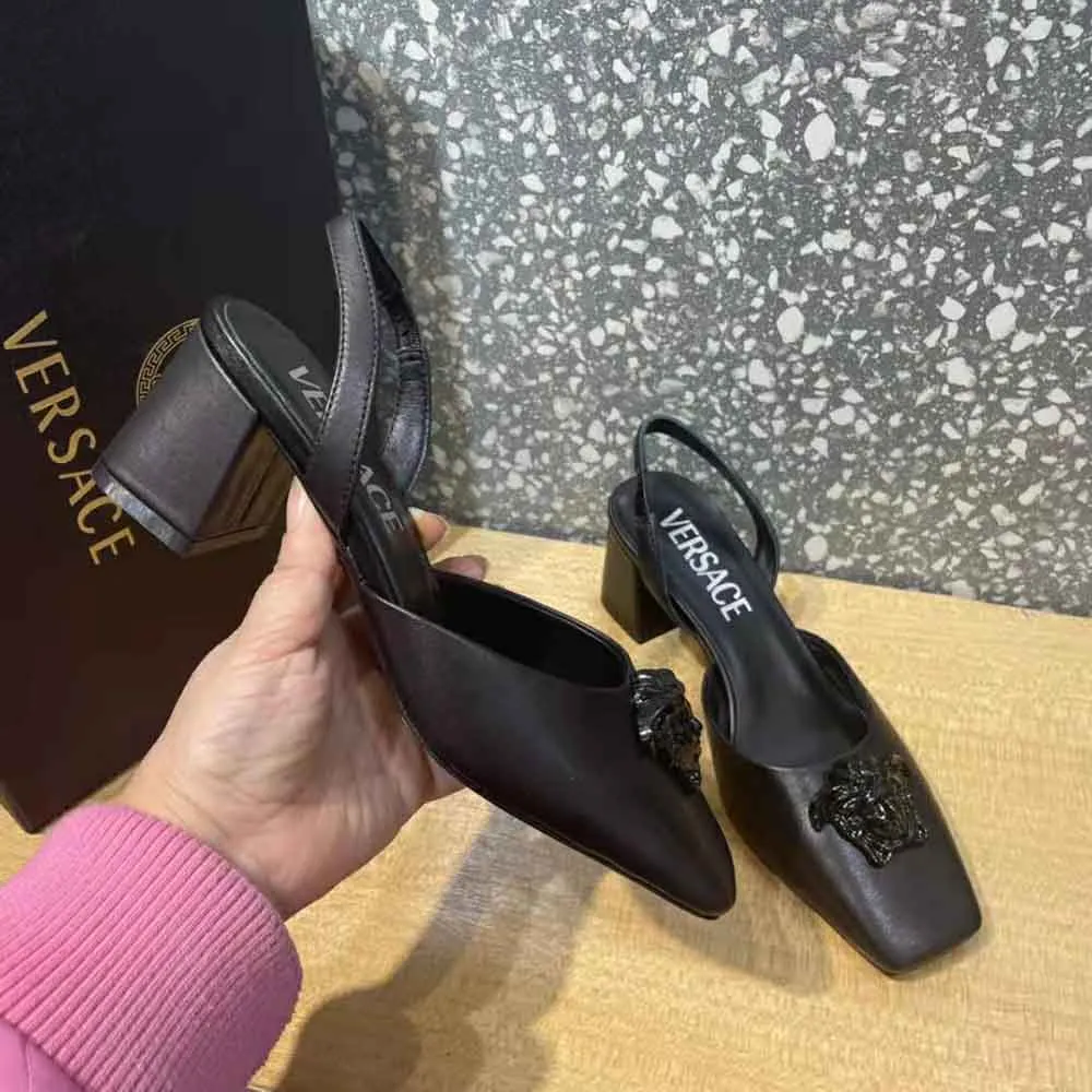 VERSACE MUJER ZAPATOS DE TACóN CON TIRA TRASERA DE PIEL LA MEDUSANEGRO