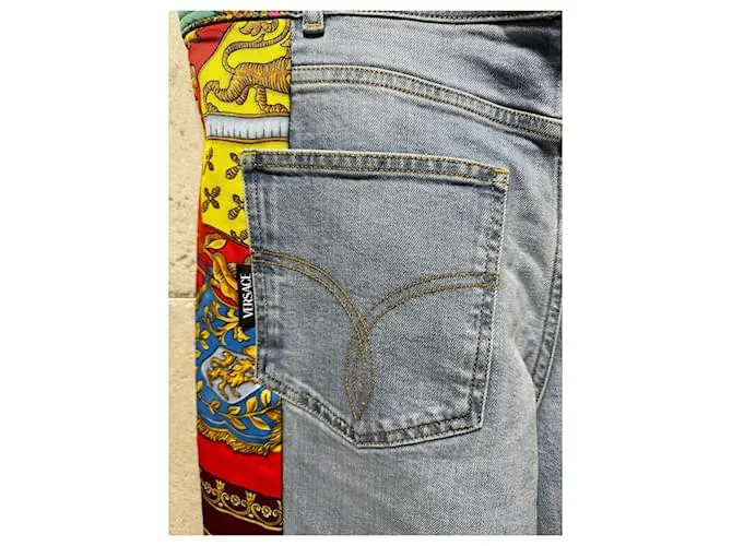 Versace Royal Rebellion denim de pernera ancha Azul Multicolor Azul claro 