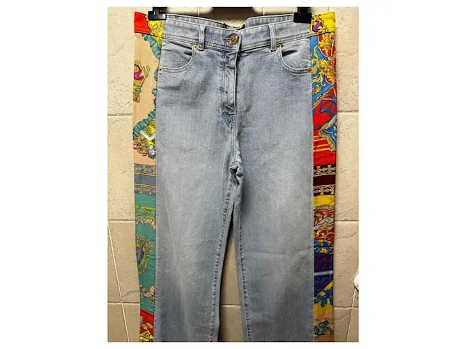 Versace Royal Rebellion denim de pernera ancha Azul Multicolor Azul claro 
