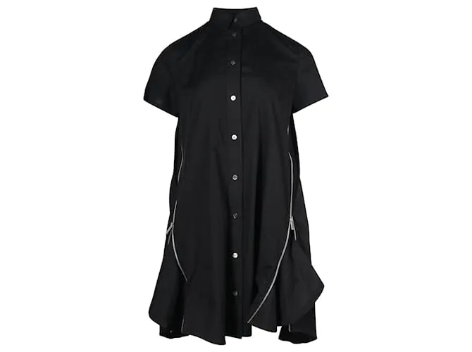 Vestido Camisero con Cremallera Sacai en Poliéster Negro 