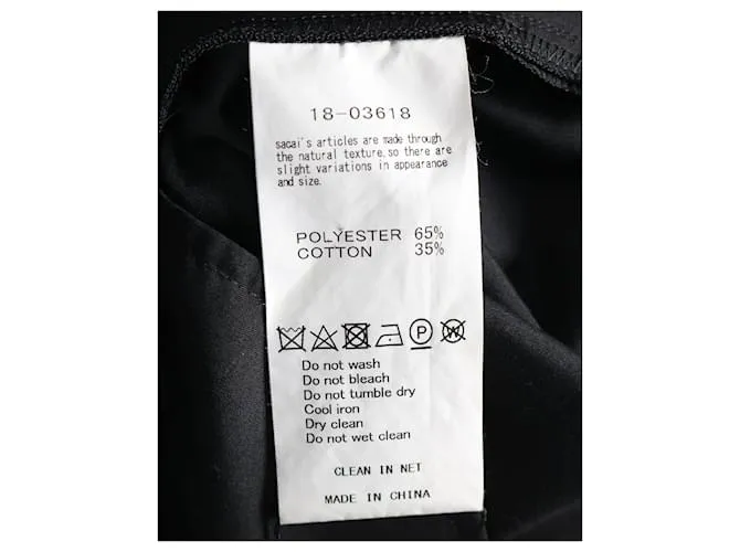Vestido Camisero con Cremallera Sacai en Poliéster Negro 