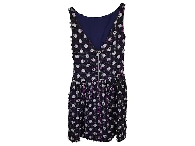 Vestido Jason Wu Boucle con espalda en V en seda azul marino 
