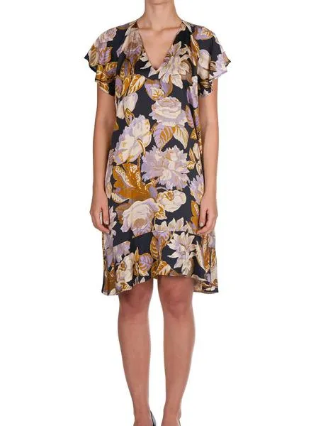 vestido kaos estampado con volantes en manga
