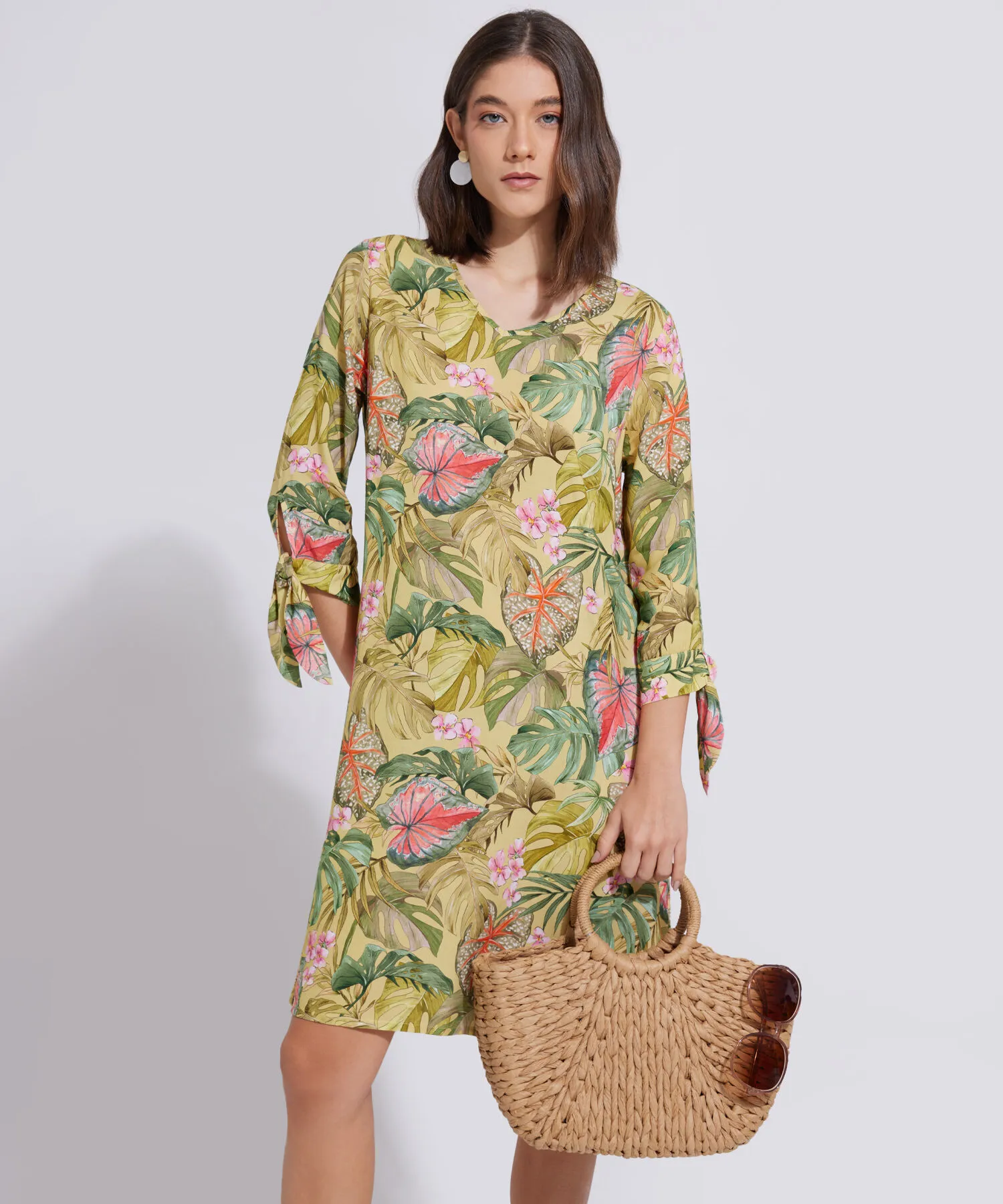 VESTIDO MANGA &FRAC34; CON ESTAMPADO