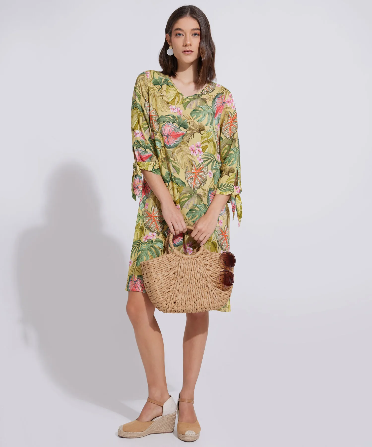 VESTIDO MANGA &FRAC34; CON ESTAMPADO