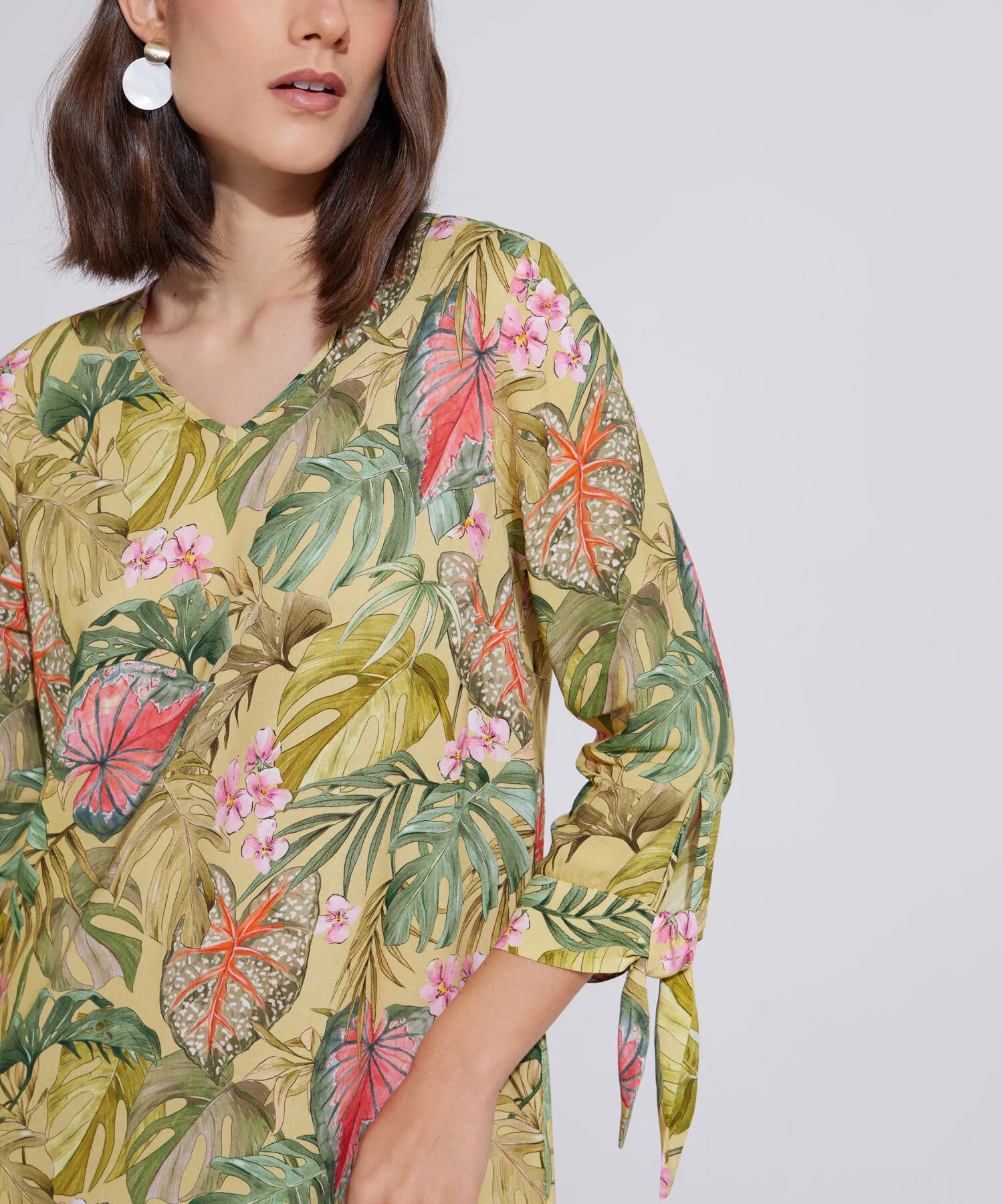 VESTIDO MANGA &FRAC34; CON ESTAMPADO