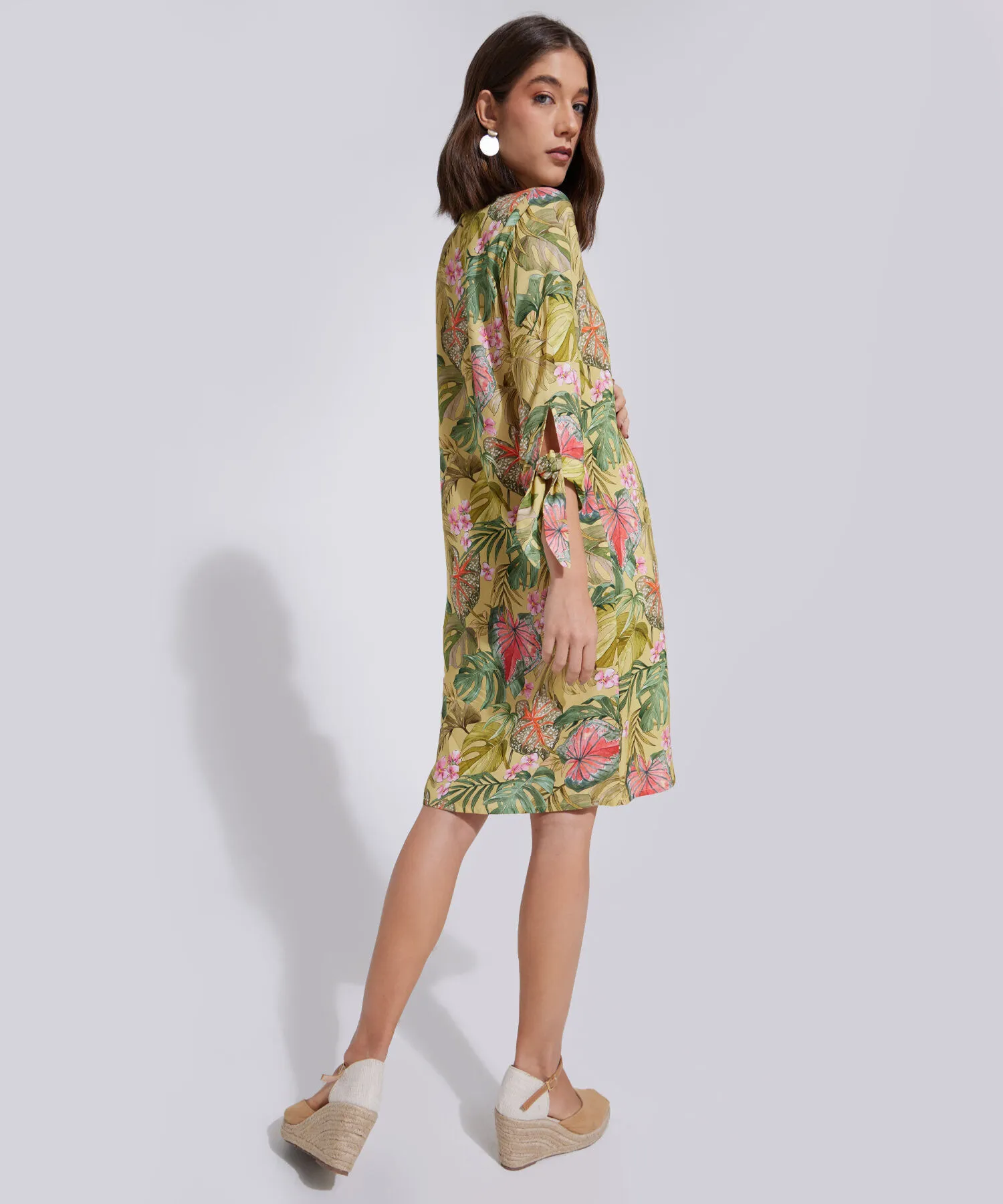 VESTIDO MANGA &FRAC34; CON ESTAMPADO