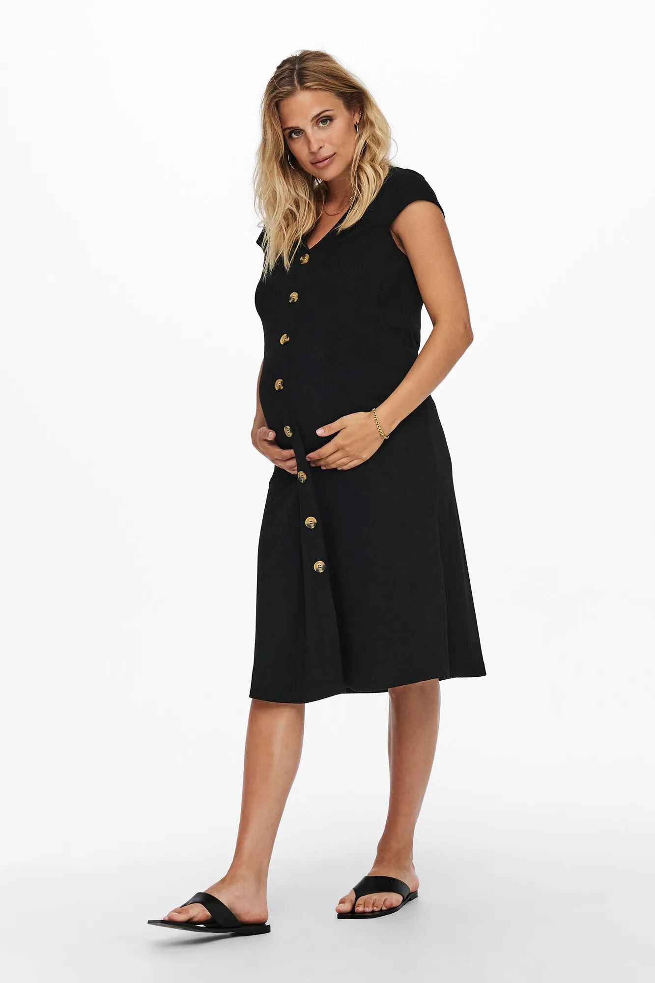 Vestido midi maternity con botones