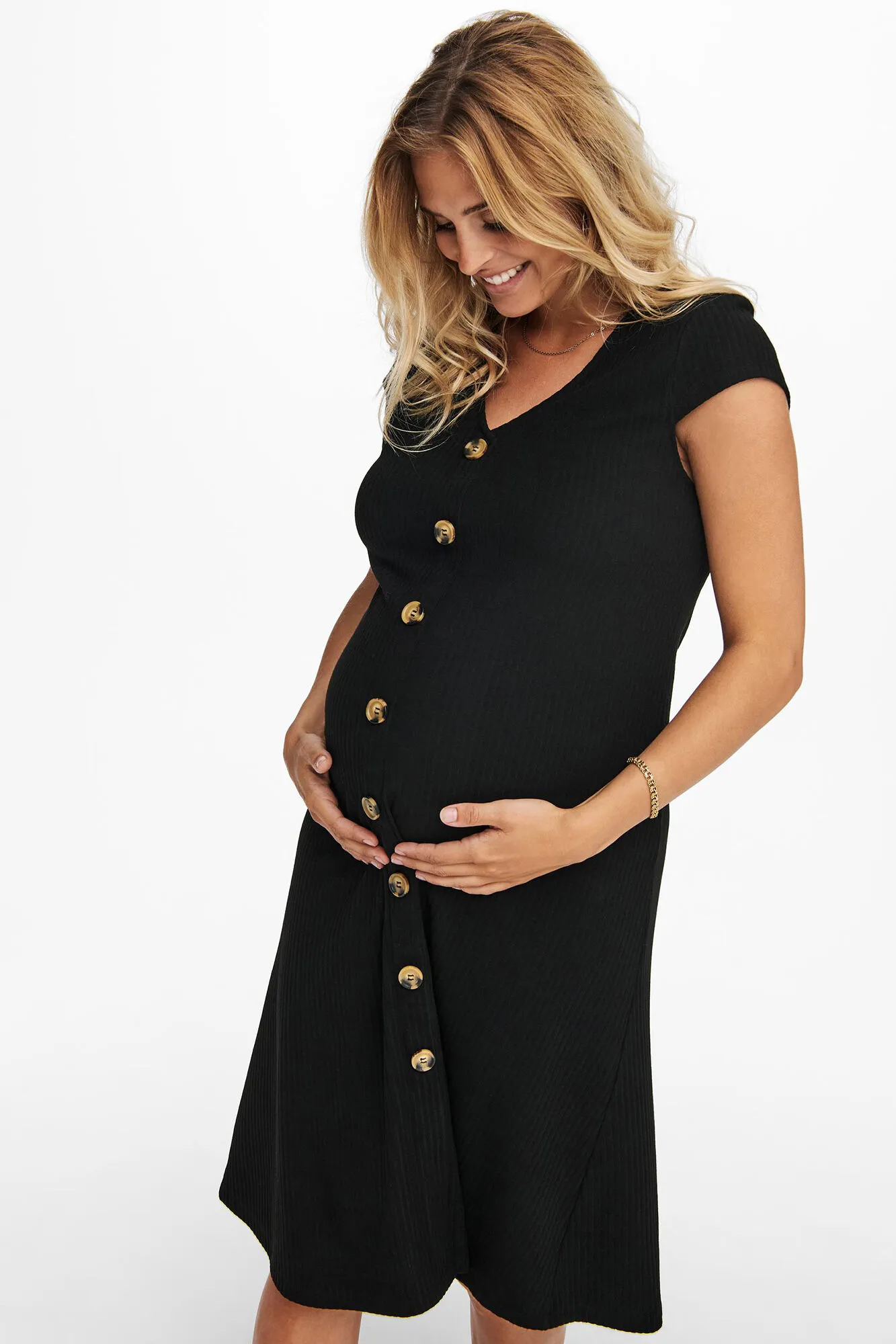 Vestido midi maternity con botones