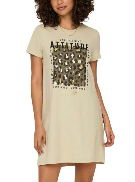 Vestido Only Frida Beige Para Mujer