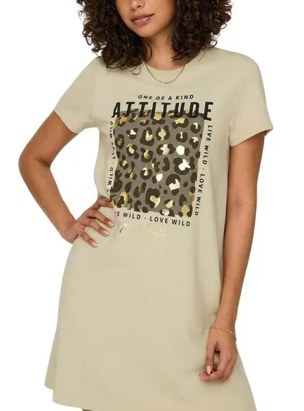 Vestido Only Frida Beige Para Mujer