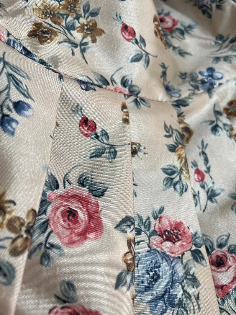 VINTAGE Vestido Floral Satinado