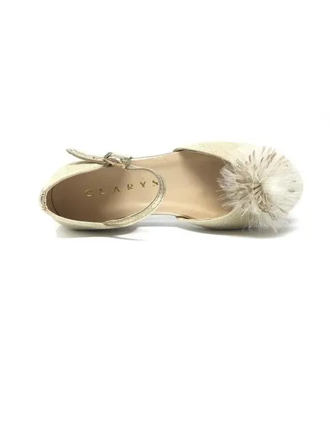 zapato con plumety platino